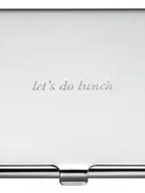 kate spade 'Let's do lunch' Silver Mirrored Business Card Case with Box Like New